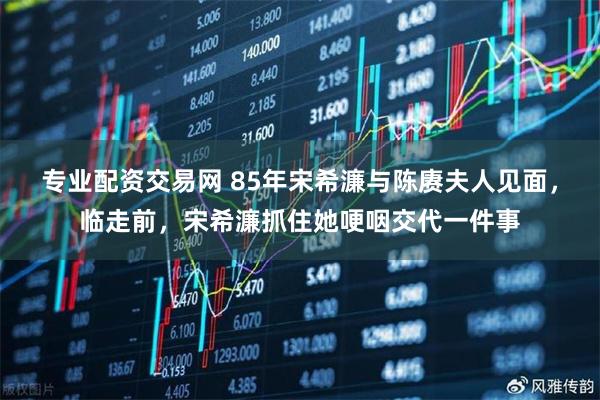 专业配资交易网 85年宋希濂与陈赓夫人见面,临走前,宋希濂抓住她哽咽交代一件事