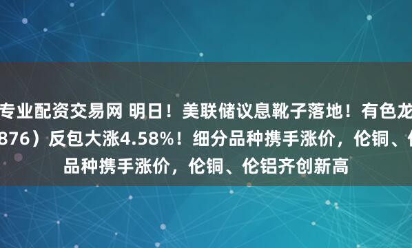 专业配资交易网 明日！美联储议息靴子落地！有色龙头ETF（159876）反包大涨4.58%！细分品种携手涨价，伦铜、伦铝齐创新高